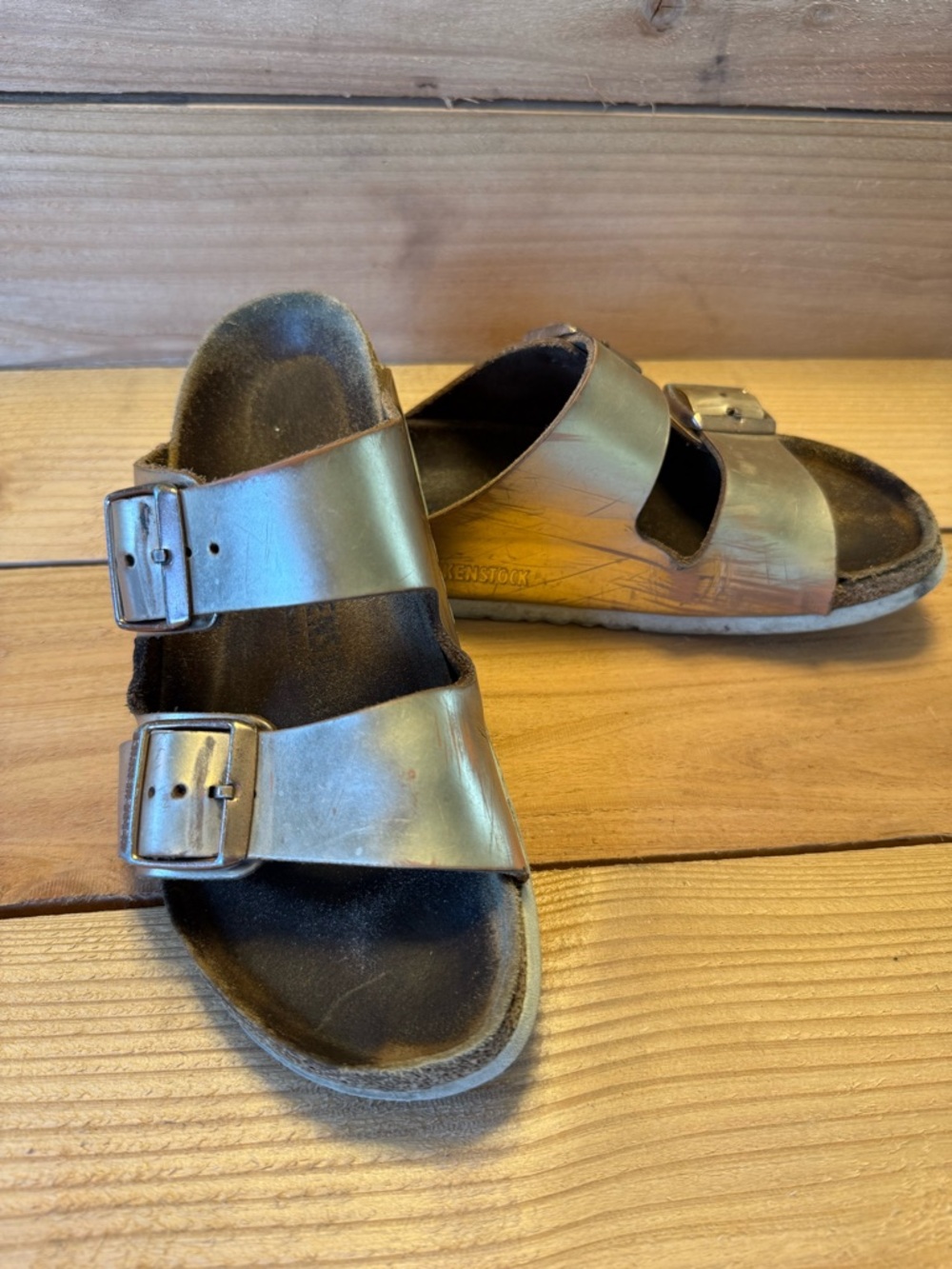 Birkenstock Metallic Bronze Sandals 37 kids